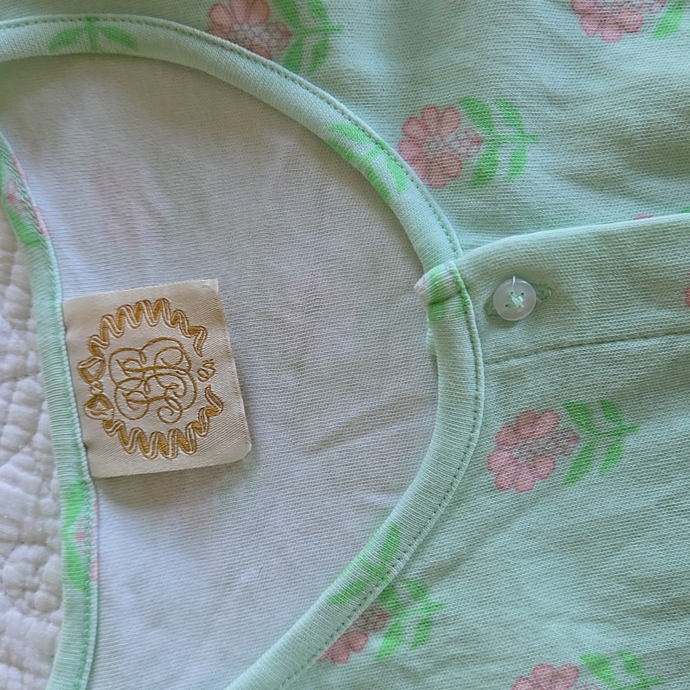 The Beaufort Bonnet Company Mint Green Floral One Piece Romper Size 8 - Picture 2 of 5